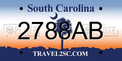 2788AB South Carolina License Plate