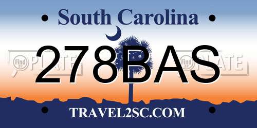 278BAS South Carolina License Plate