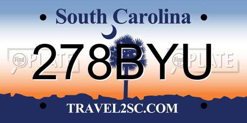 278BYU South Carolina License Plate