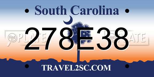 278E38 South Carolina License Plate
