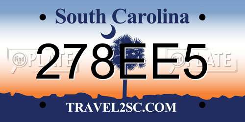 278EE5 South Carolina License Plate