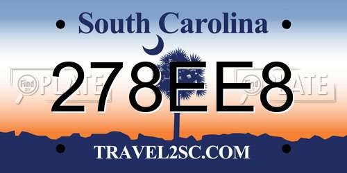 278EE8 South Carolina License Plate