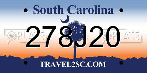 278J20 South Carolina License Plate