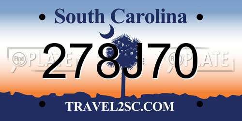 278J70 South Carolina License Plate