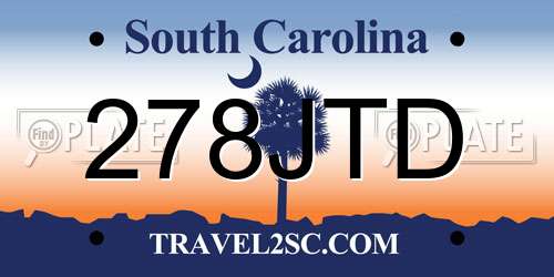 278JTD South Carolina License Plate