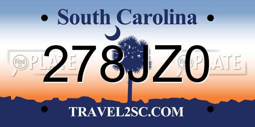 278JZ0 South Carolina License Plate