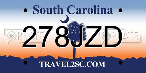 278JZD South Carolina License Plate