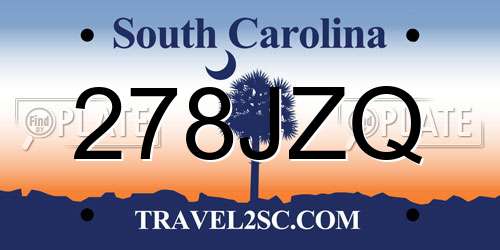 278JZQ South Carolina License Plate