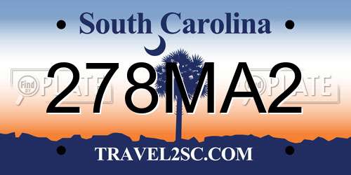 278MA2 South Carolina License Plate
