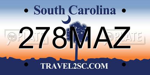 278MAZ South Carolina License Plate