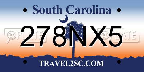 278NX5 South Carolina License Plate