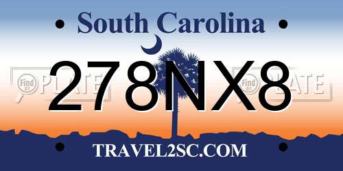 278NX8 South Carolina License Plate