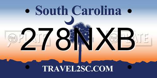 278NXB South Carolina License Plate