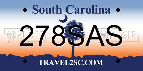 278SAS South Carolina License Plate