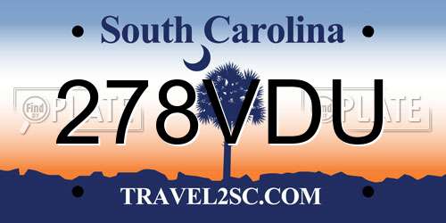 278VDU South Carolina License Plate