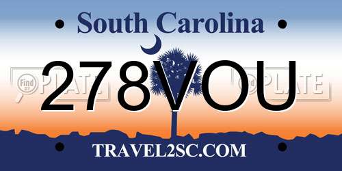 278VOU South Carolina License Plate