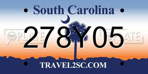 278Y05 South Carolina License Plate
