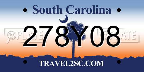 278Y08 South Carolina License Plate