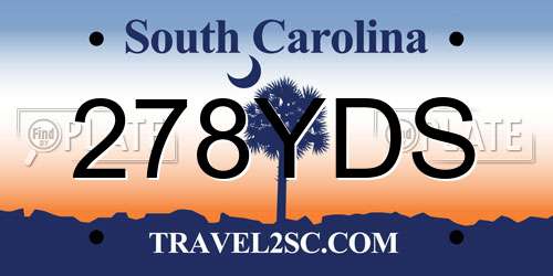 278YDS South Carolina License Plate