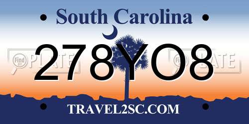 278YO8 South Carolina License Plate