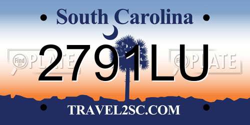 2791LU South Carolina License Plate