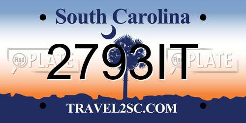 2793IT South Carolina License Plate