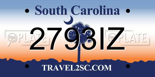 2793IZ South Carolina License Plate