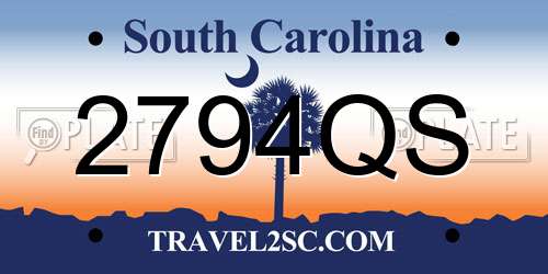 2794QS South Carolina License Plate