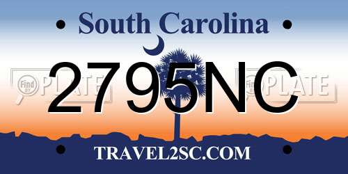 2795NC South Carolina License Plate