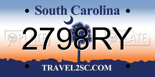 2798RY South Carolina License Plate