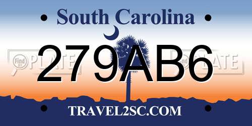 279AB6 South Carolina License Plate
