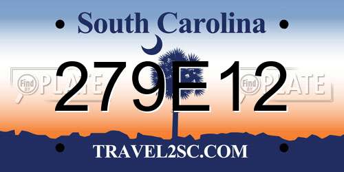 279E12 South Carolina License Plate