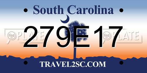 279E17 South Carolina License Plate