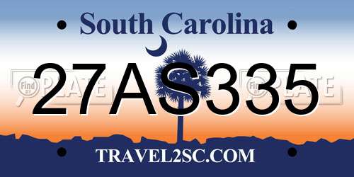 27AS335 South Carolina License Plate