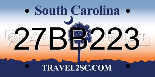 27BB223 South Carolina License Plate