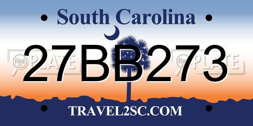 27BB273 South Carolina License Plate