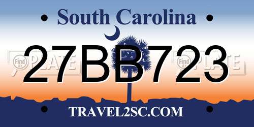 27BB723 South Carolina License Plate