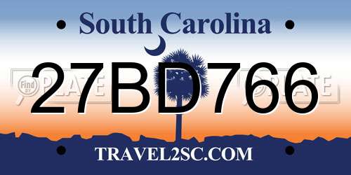 27BD766 South Carolina License Plate