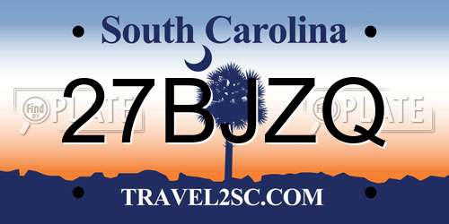 27BJZQ South Carolina License Plate
