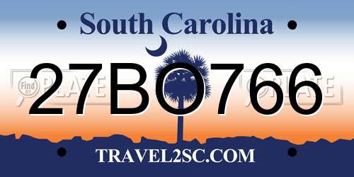 27BO766 South Carolina License Plate