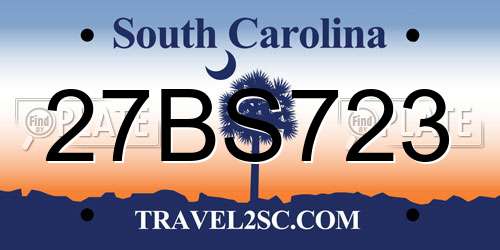 27BS723 South Carolina License Plate