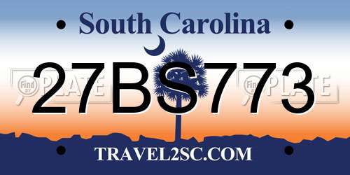 27BS773 South Carolina License Plate