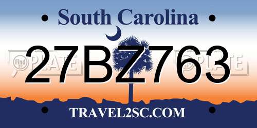 27BZ763 South Carolina License Plate