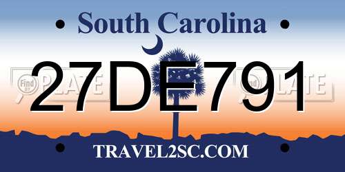 27DE791 South Carolina License Plate