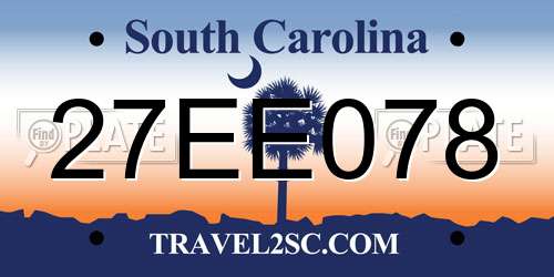 27EE078 South Carolina License Plate