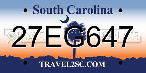27EG647 South Carolina License Plate
