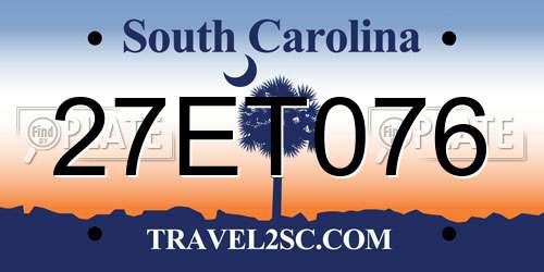 27ET076 South Carolina License Plate