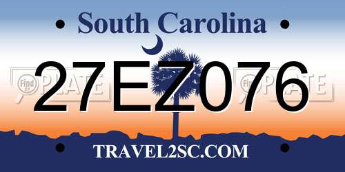 27EZ076 South Carolina License Plate