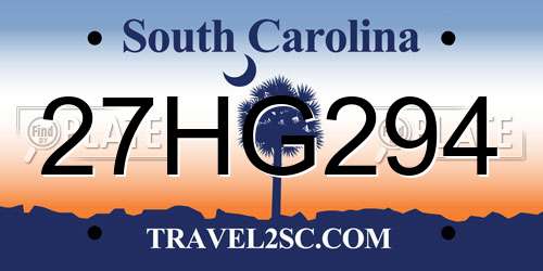 27HG294 South Carolina License Plate