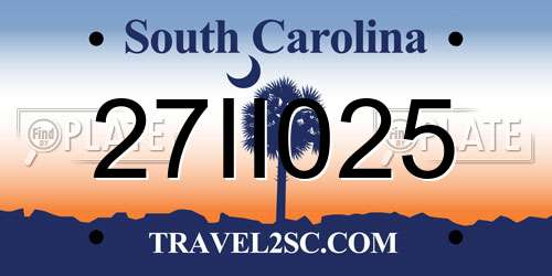 27II025 South Carolina License Plate